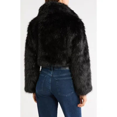 Kittenish Tilly Cropped Faux Fur Coat In Black