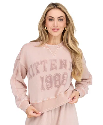 Kittenish Women's 1988 Lounge Cropped Graphic Long-sleeve Sweatshirt In Pink