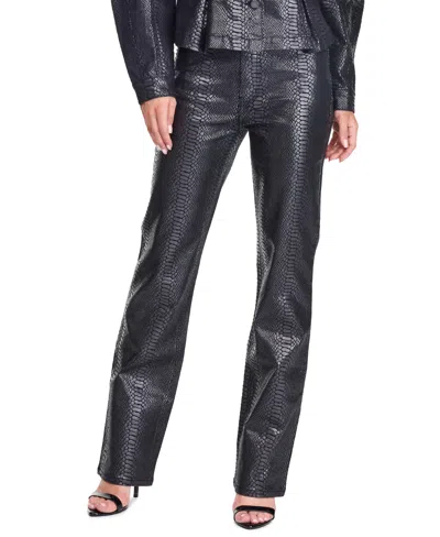 Kittenish Women's Briar High-rise Straight-leg Snake-print Jeans In Black Snake Coating