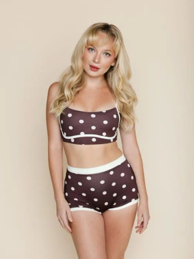 Kitty And Vibe Bandeau With Piping Bikini Top In Brown