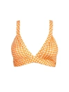 Kitty And Vibe Banded Triangle Bikini Top In Clementine