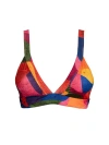 Kitty And Vibe Banded Triangle Bikini Top In Isla