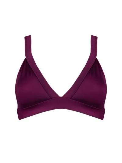 Kitty And Vibe Banded Triangle Bikini Top In Sangria