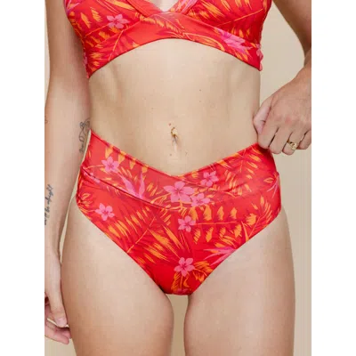 Kitty And Vibe High Hip Crossover Bikini Bottom With Full Coverage In Multi