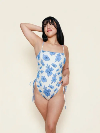 Kitty And Vibe Ruched Square Neck One Piece In White
