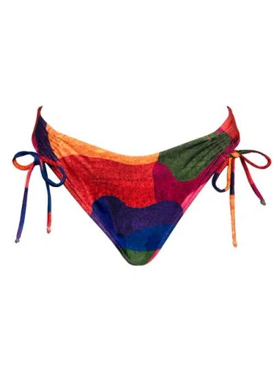Kitty And Vibe Ruched Tie Bikini Bottoms With Cheeky Coverage In Isla