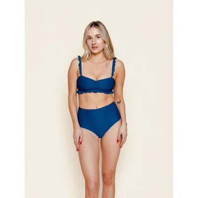 Kitty And Vibe Ruffle Bikini Top In Blue