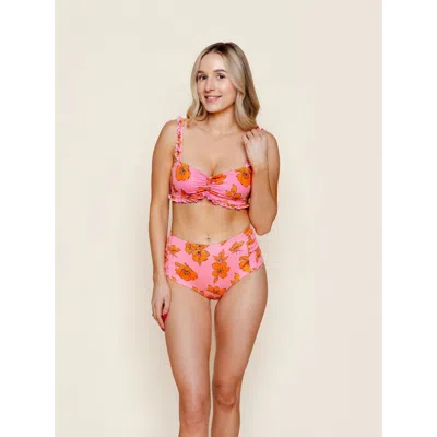 Kitty And Vibe Ruffle Bikini Top In Pink