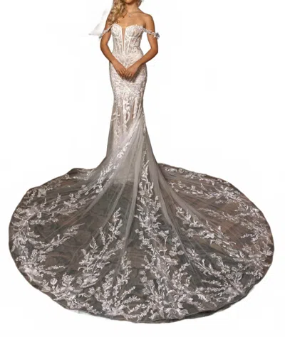 Kitty Chen Couture Amanda Fit And Flare Dress In Ivory In Multi