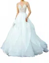 Kitty Chen Couture Bibi Ruffled Wedding Dress In Ivory/tan In Blue
