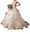 Kitty Chen Couture Darla Ruffled Ball Gown In Ivory In Multi