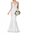 Kitty Chen Couture Ivana Mermaid Lace Dress In Nude/ivory/toffee In White
