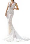 Kitty Chen Couture Kylie Lace Wedding Dress In Ivory/champagne/tan In Multi