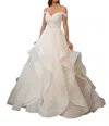 Kitty Chen Couture Leandra Off The Shoulder Ballgown In Ivory In Multi