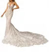 Kitty Chen Couture Luna All Over Lace Gown In Ivory/toffee In White