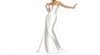 Kitty Chen Couture Mckenna All Over Satin Dress In Diamond White/tan In Multi