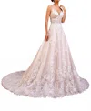 Kitty Chen Couture Perla A-line Gown In Ivory In Multi