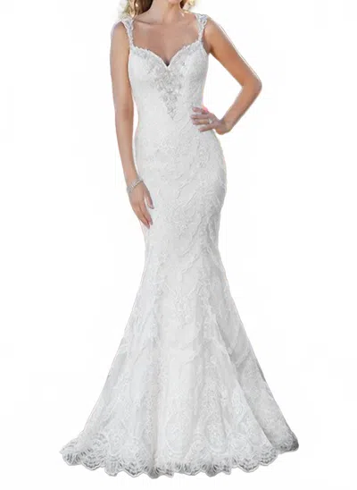Kitty Chen Couture Rihanna Tiered Lace Dress In Ivory/light Gold In White