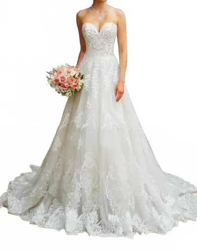 KITTY CHEN COUTURE TAMARA BEADED LACE DRESS IN IVORY/TOFFEE