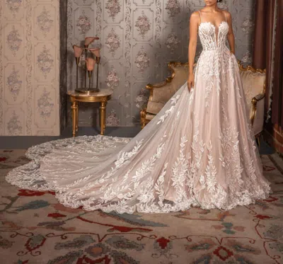 Kitty Chen Couture Victoria Beaded Lace Gown In Ivory In Multi