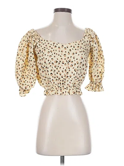 Pre-owned Kivari 3/4 Sleeve Blouse In Gold