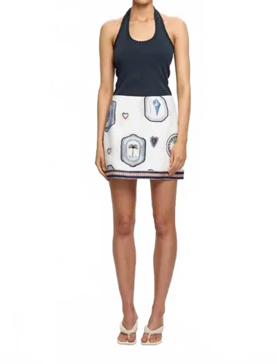 Kivari Alessia Mini Skirt In Cream Navy In White