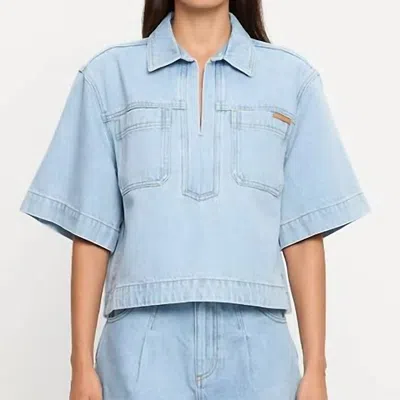 Kivari Avery Denim Top In Dusty Blue