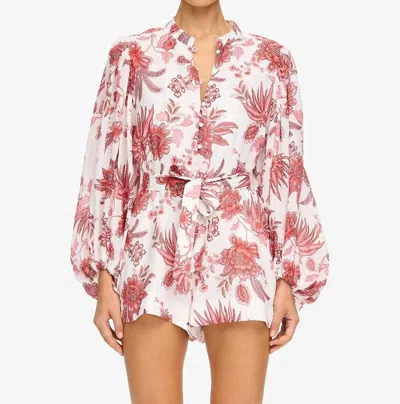 Kivari Bailey Long Blouson Sleeves Playsuit In Red