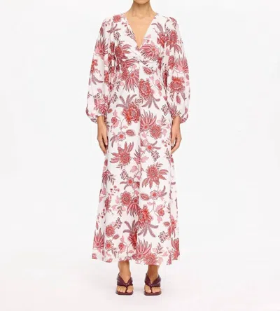 Kivari Bailey Midi Dress In Ivory Red Floral In Multi