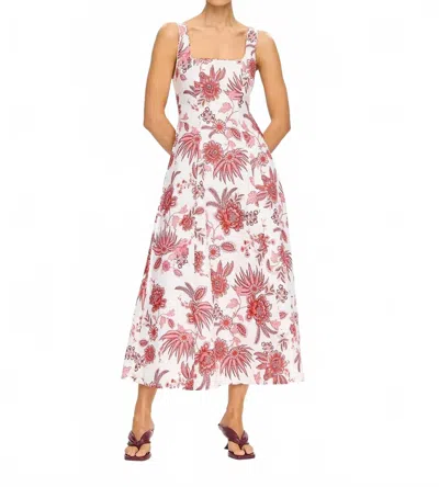 Kivari Bailey Midi Dress In Ivory W/ Red Florals In Multi