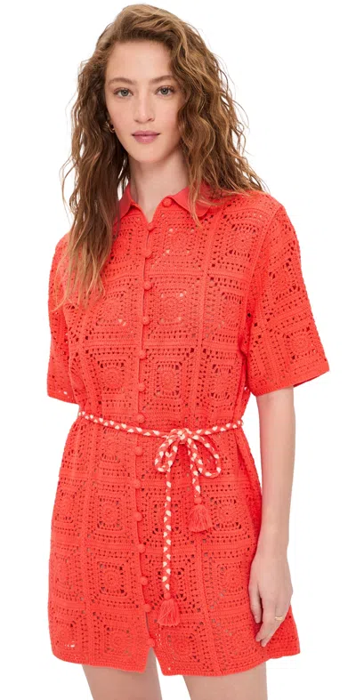 Kivari Brenna Mini Shirt Dress Coral In Orange