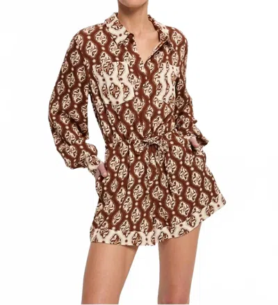 Kivari Button Through Front Playsuit In Melody In Red