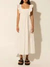 Kivari Clove Midi Dress In White Broiderie In Multi