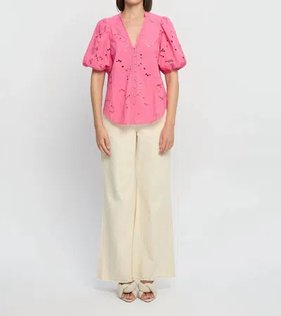 Kivari Corfu Puff Sleeve Blouse In Pink