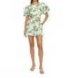 Kivari Cutout Bubble Sleeve Playsuit In Alessandra In Multi