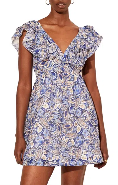 Kivari Dakota Ruffle Mini Dress In Blue