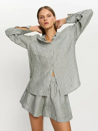 Kivari Elara Shirt Green Stripe In Gray