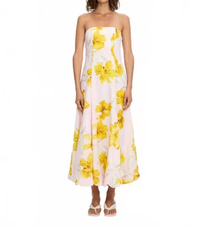 Kivari Francine Strapless Maxi Dress In Pink Yellow
