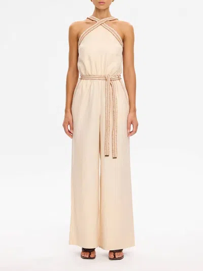Kivari Freya Halter Wide Leg Jumpsuit In Cream In White