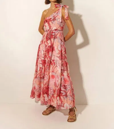 Kivari Freya One Shoulder Maxi Dress In Pink Floral In Multi