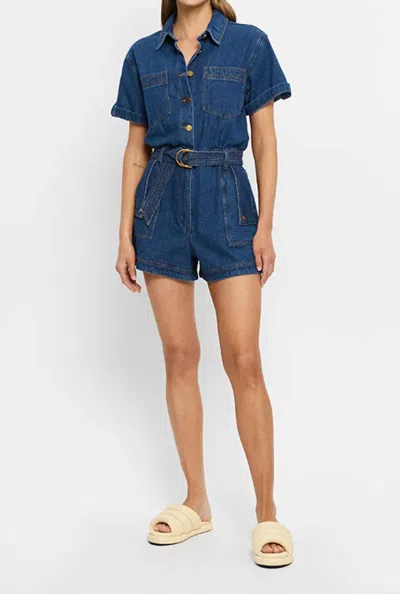 Kivari Georgie Playsuit In Denim In Blue