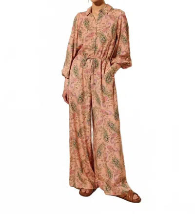 Kivari Isha Button Front Jumpsuit In Rose Pink Paisley In Multi