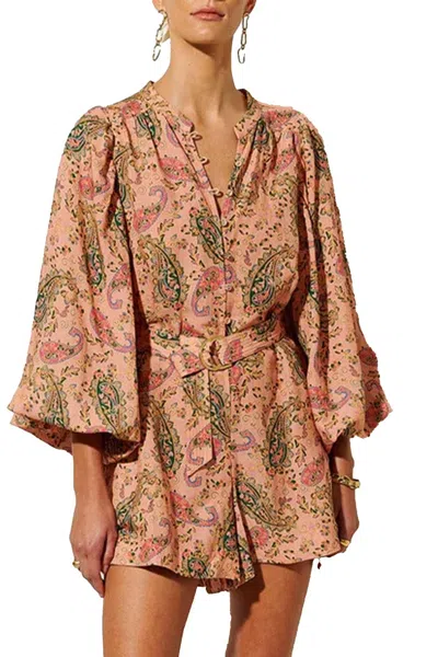 Kivari Isha Playsuit Romper With Belt In Rose Pink In Brown