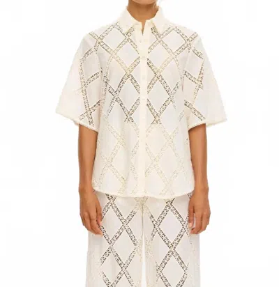 Kivari Izzy Button Down Shirt In Cream In White