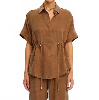 Kivari Jaxon Short Sleeve Button Down Shirt In Chocolate In Brown