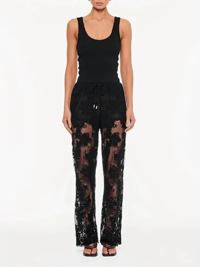 Kivari Jaxon Straight Leg Pant In Black Lace In Animal Print
