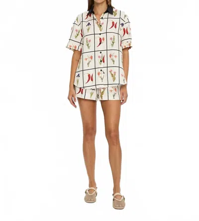 Kivari Juanita Relaxed Shirt In Ivory In Multi