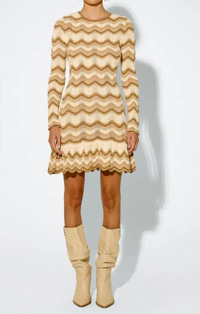Kivari Kassiani Knit Mini Dress In Ivory/brown In Multi