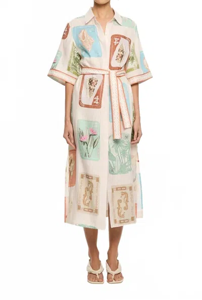 Kivari Kimono Shirt Dress In Coastline In Multi