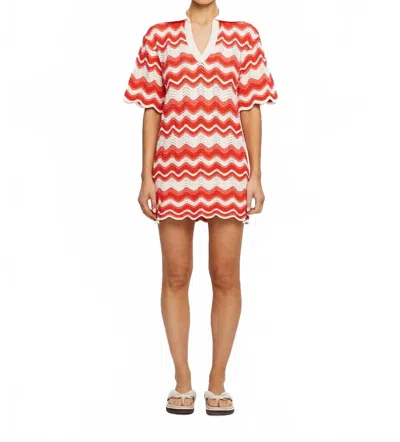 Kivari Leighton Mini Dress In Coral & Cream In Multi